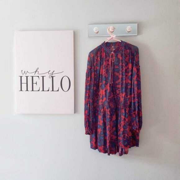 NWT Free People merlot floral print tunic blouse, S - Picture 6 of 7